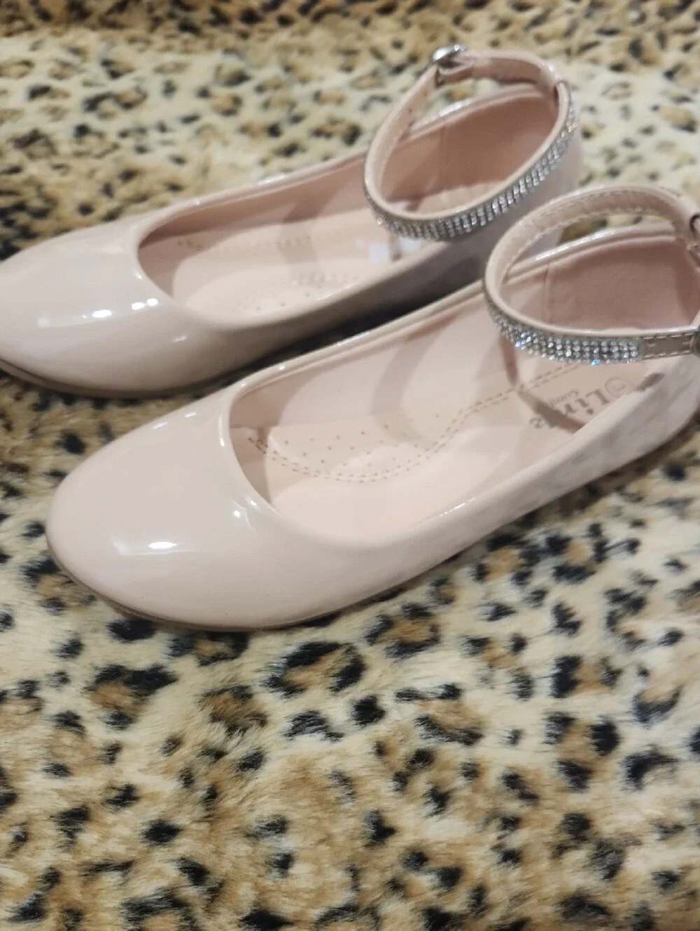 Link Girls Sparkling Silver Bow & Nude Patent Ankle-Strap Dress Shoes Set